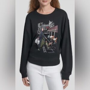 DKNY Black Sweater with Urban Graphic